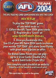 AFL 2004 Teamcoach How To Play Card #53 Scott BURNS (Coll) - Click Image to Close
